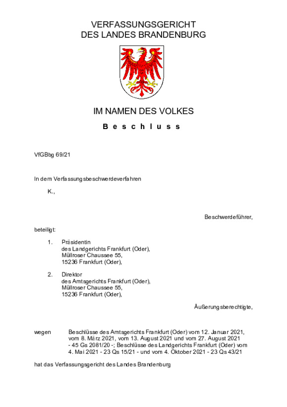 Bild vergrößern (Bild: VfGBbg 69/21)