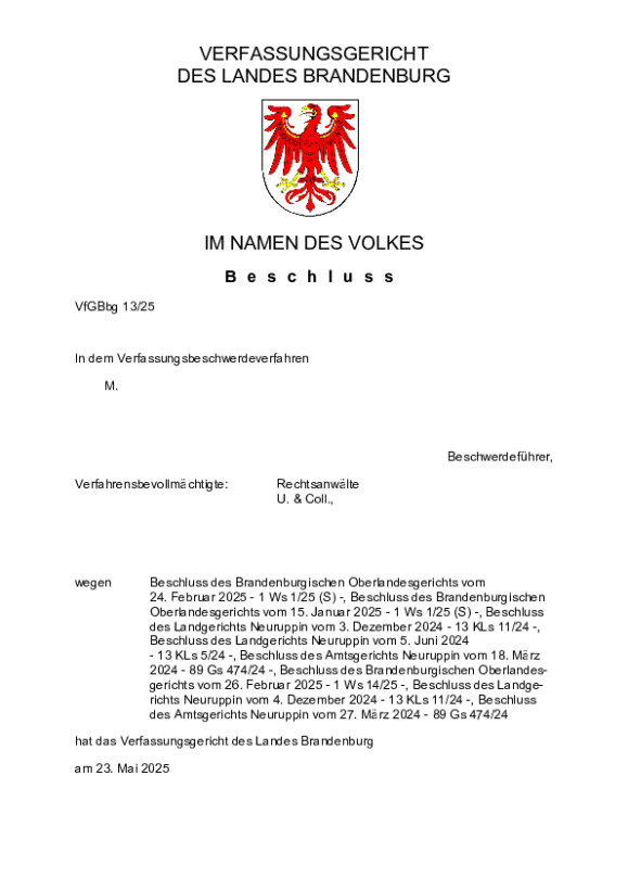 Bild vergrößern (Bild: VfGBbg 13/25)