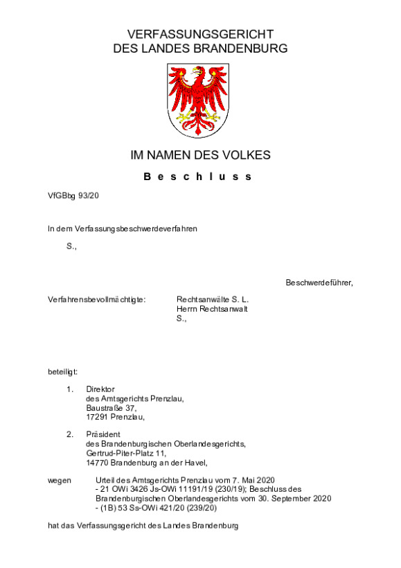 Bild vergrößern (Bild: VfGBbg 93/20)