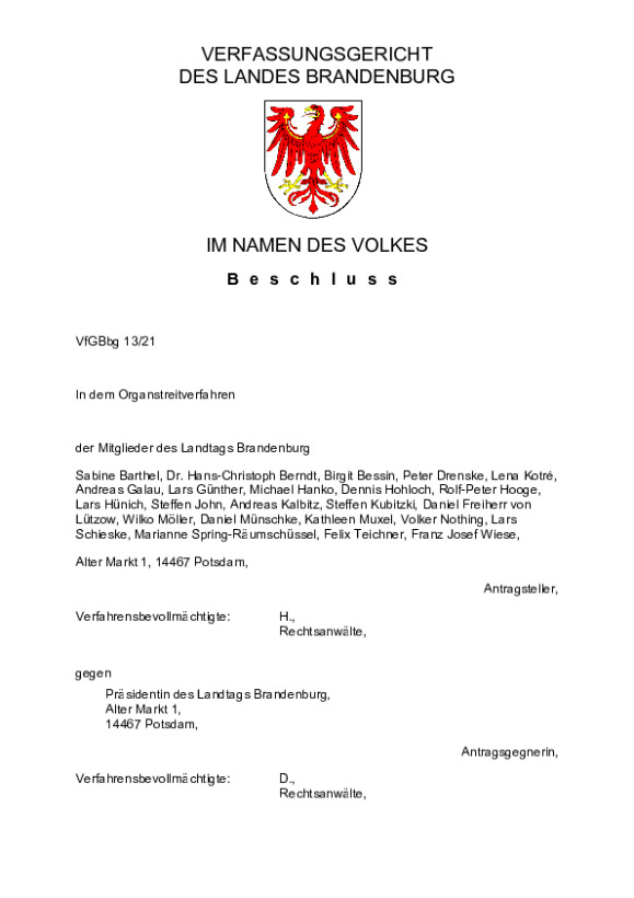 Bild vergrößern (Bild: VfGBbg 13/21)