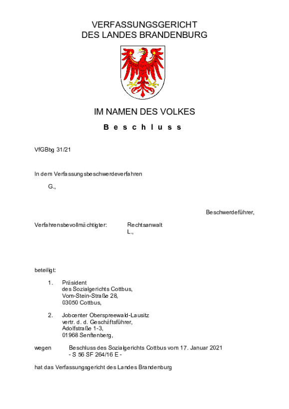 Bild vergrößern (Bild: VfGBbg 31/21)