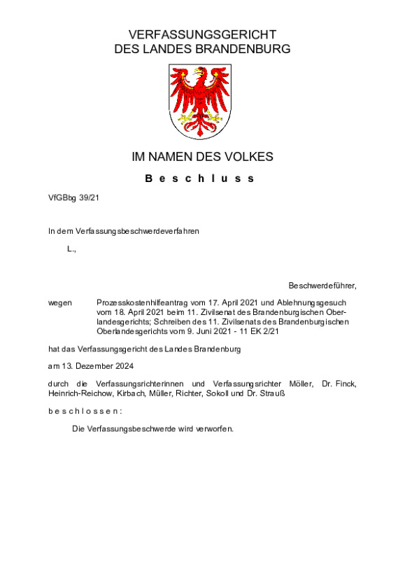 Bild vergrößern (Bild: VfGBbg 39/21)