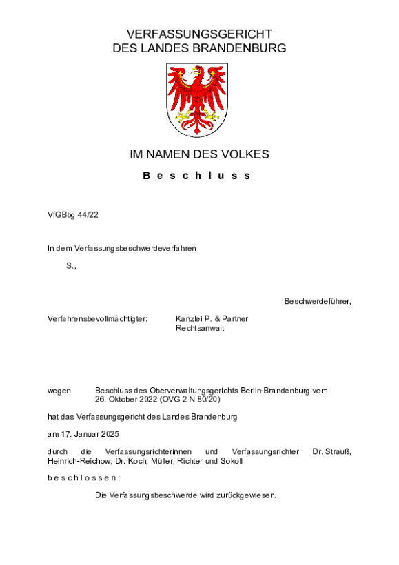 Bild vergrößern (Bild: VfGBbg 44/22)