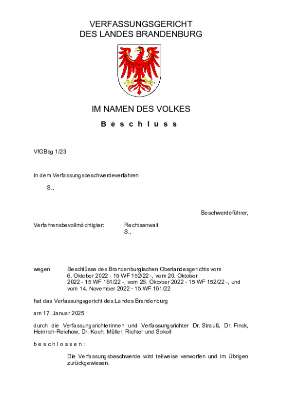 Bild vergrößern (Bild: VfGBbg 1/23)