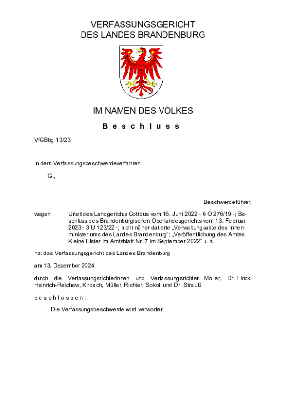 Bild vergrößern (Bild: VfGBbg 13/23)