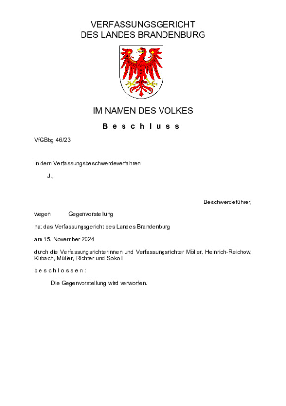 Bild vergrößern (Bild: VfGBbg 46/23)