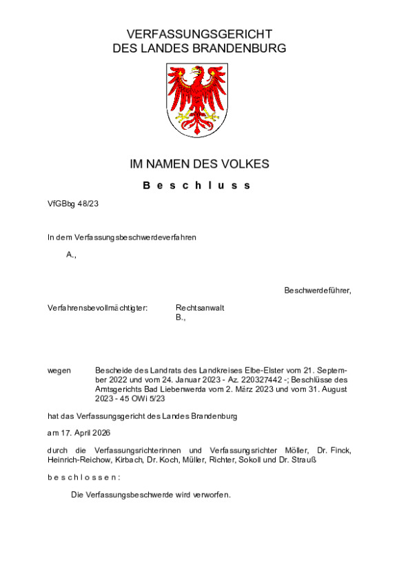 Bild vergrößern (Bild: VfGBbg 48/23)