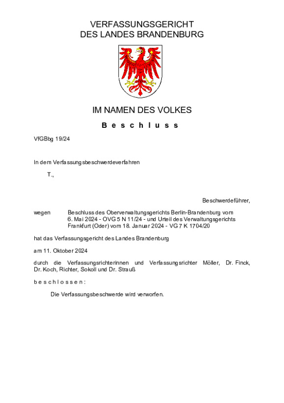 Bild vergrößern (Bild: VfGBbg 19/24)