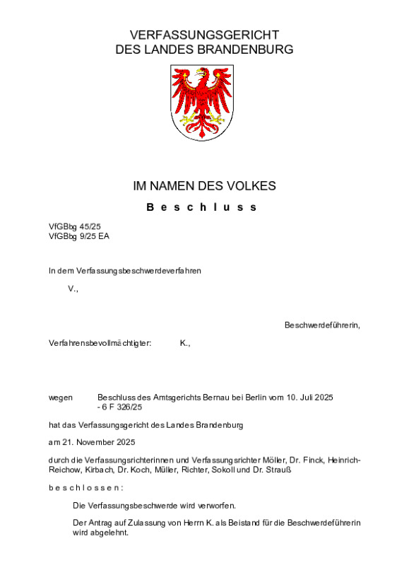 Bild vergrößern (Bild: VfGBbg 9/25)