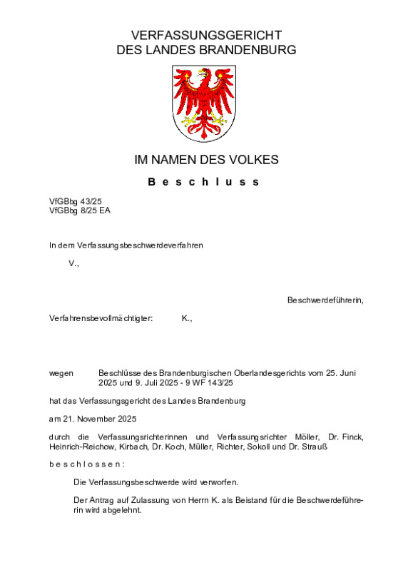 Bild vergrößern (Bild: VfGBbg 43/25)