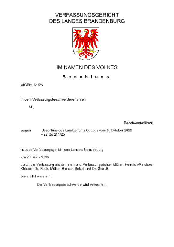 Bild vergrößern (Bild: VfGBbg 61/25)