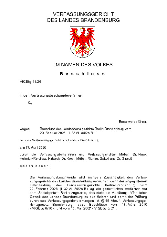 Bild vergrößern (Bild: VfGBbg 41/26)