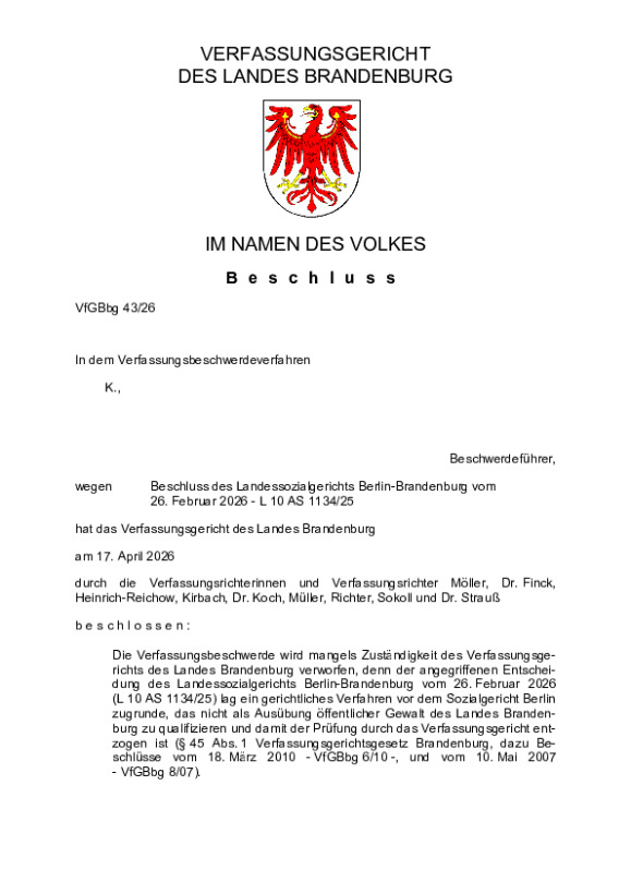 Bild vergrößern (Bild: VfGBbg 43/26)
