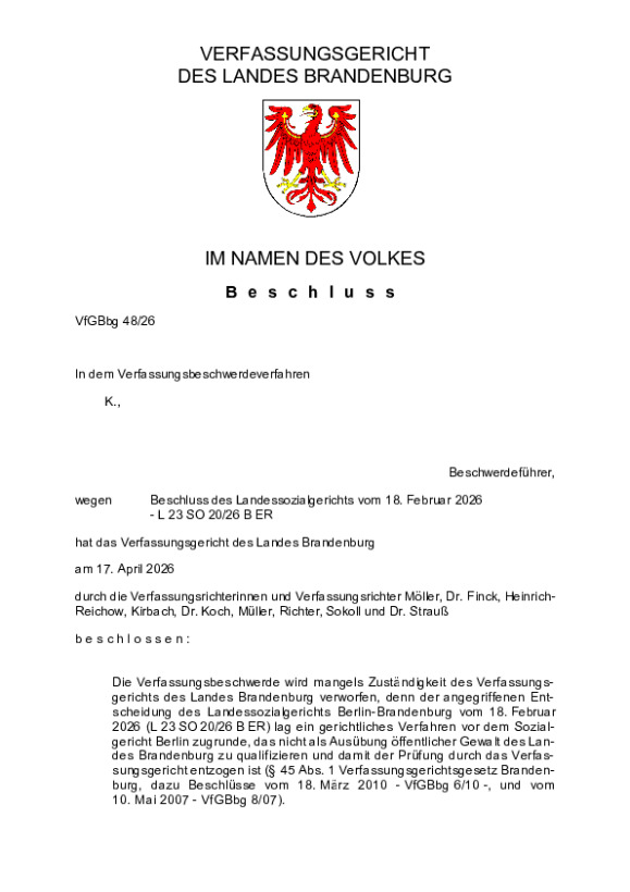 Bild vergrößern (Bild: VfGBbg 48/26)
